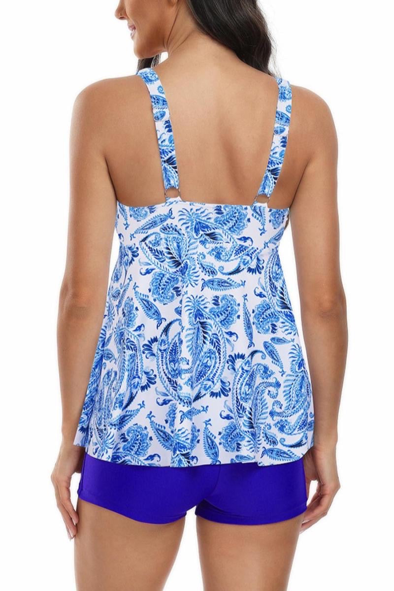 Blue Paisley Print Tankini Set