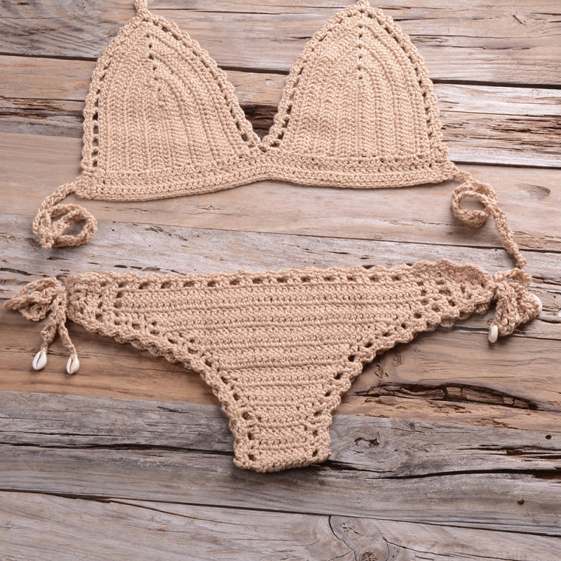 Crochet String-Tied Halter Bikini-Sold in Multiple Colors