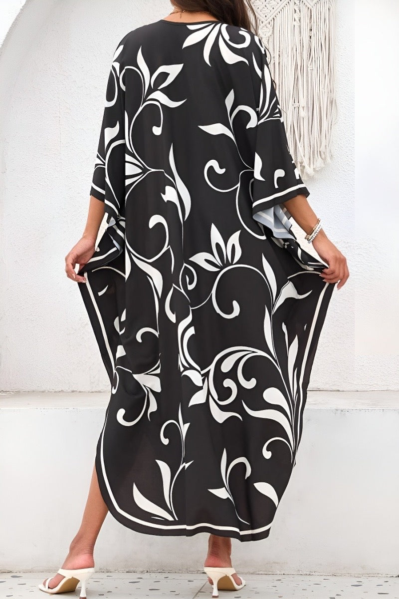 Black Graphic Print Caftan