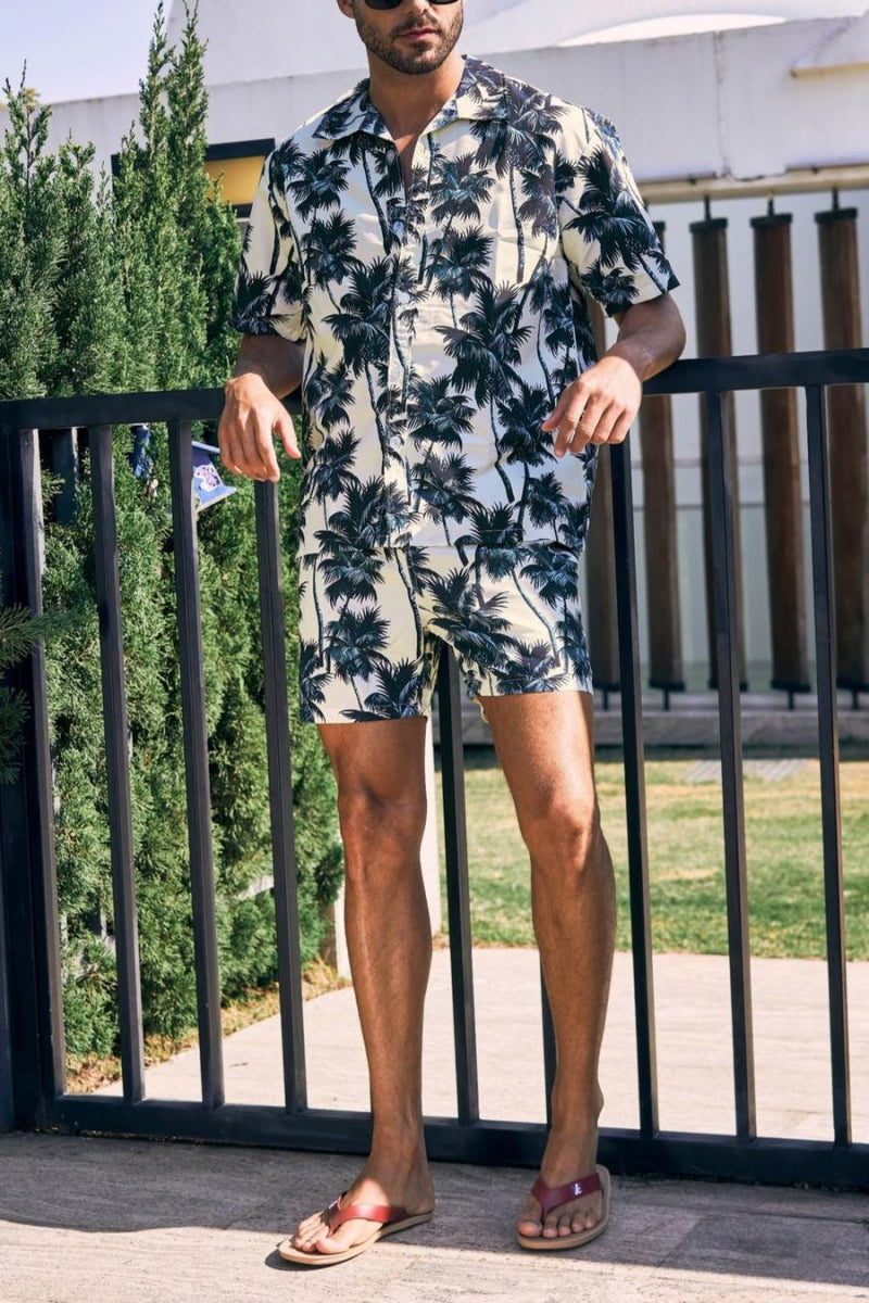 Men's Two Piece Coconut Print Swim Trunks & Matching Top