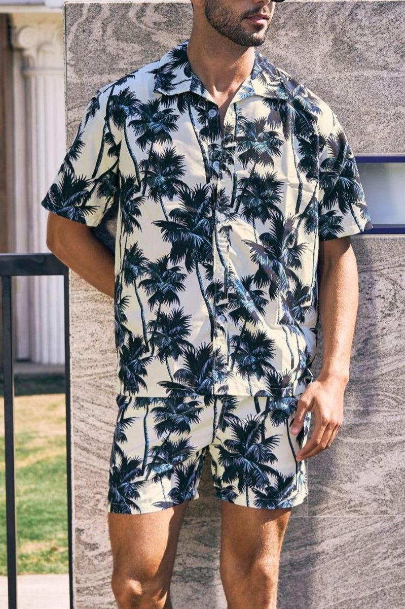 Men's Two Piece Coconut Print Swim Trunks & Matching Top
