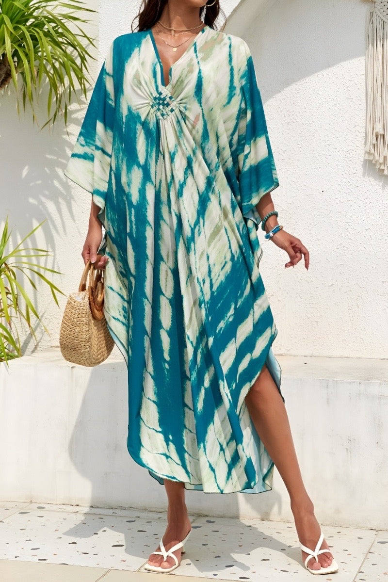Blue Graphic Print Caftan