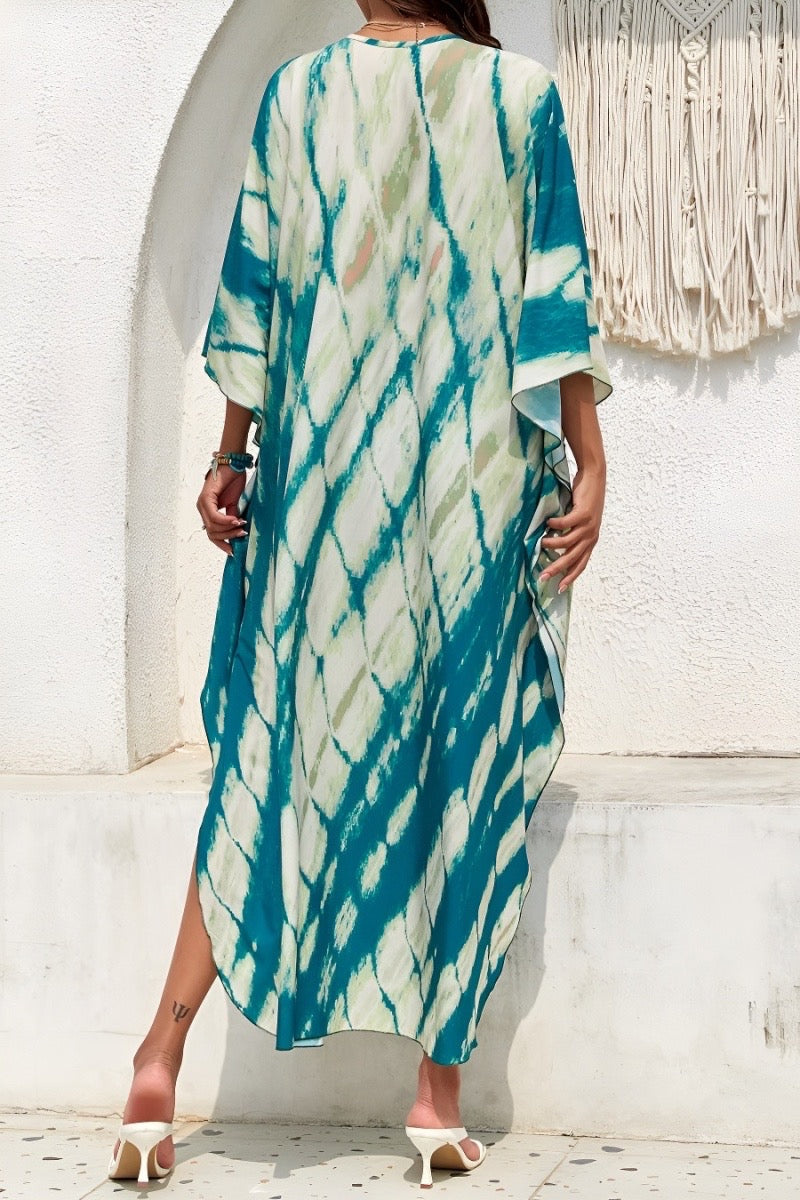 Blue Graphic Print Caftan