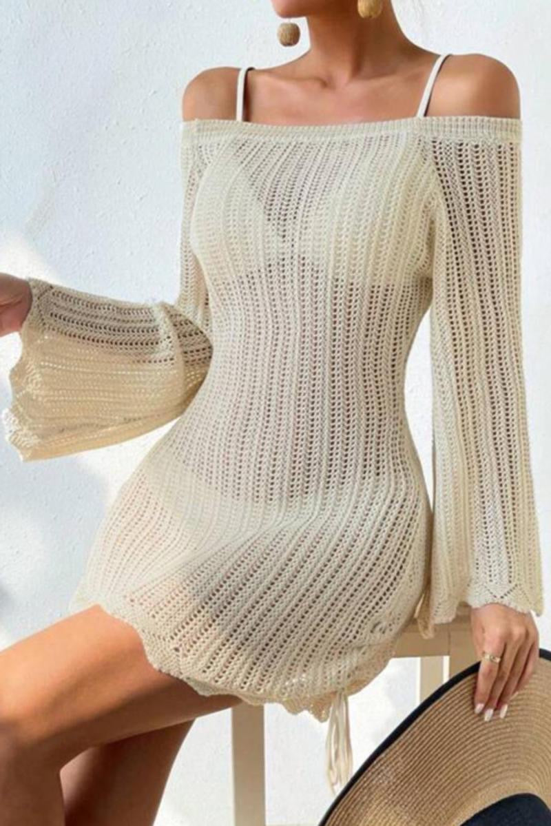 Knit Off The Shoulder Hollow Dress