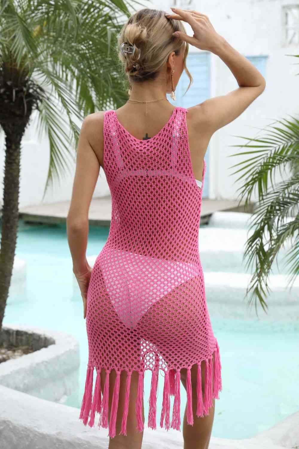 Fringe Hem  Sleeveless Cover-Up Dress