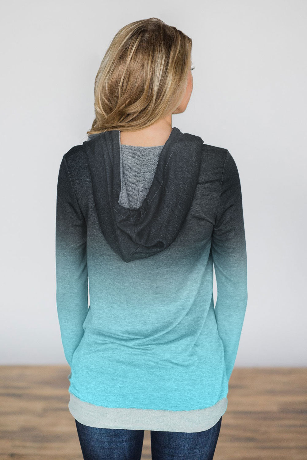 Green Ombre Kangaroo Pocket Pullover Hoodie