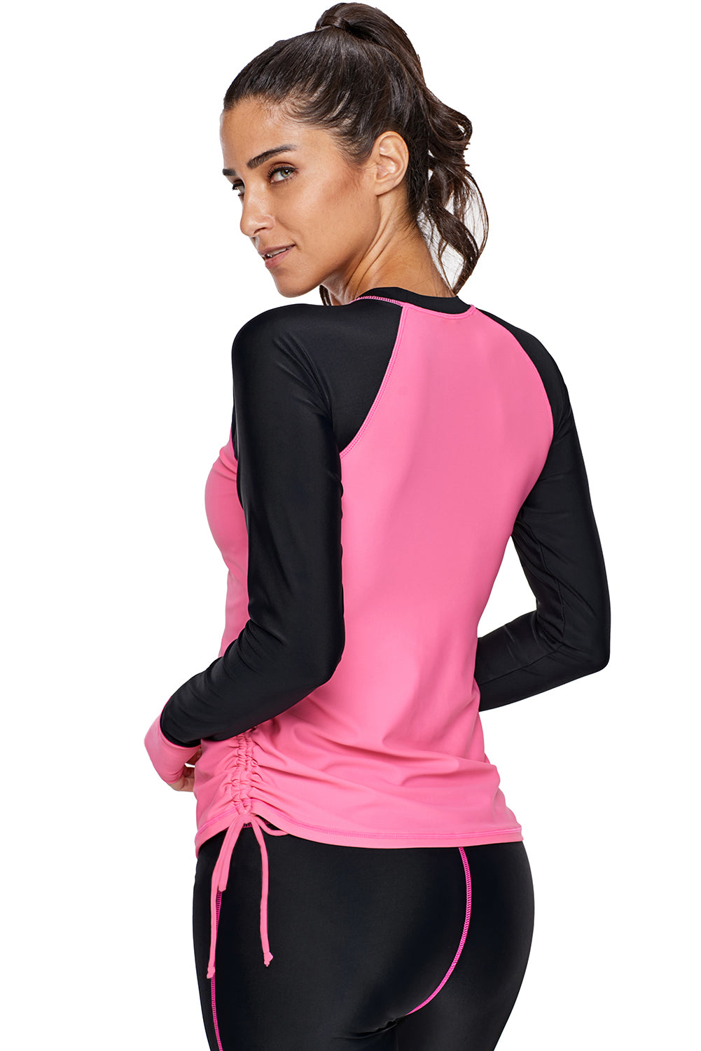 Rosy Black Colorblock Long Sleeve Rash Guard