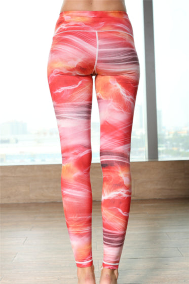 Red Multi Color Yoga Pants