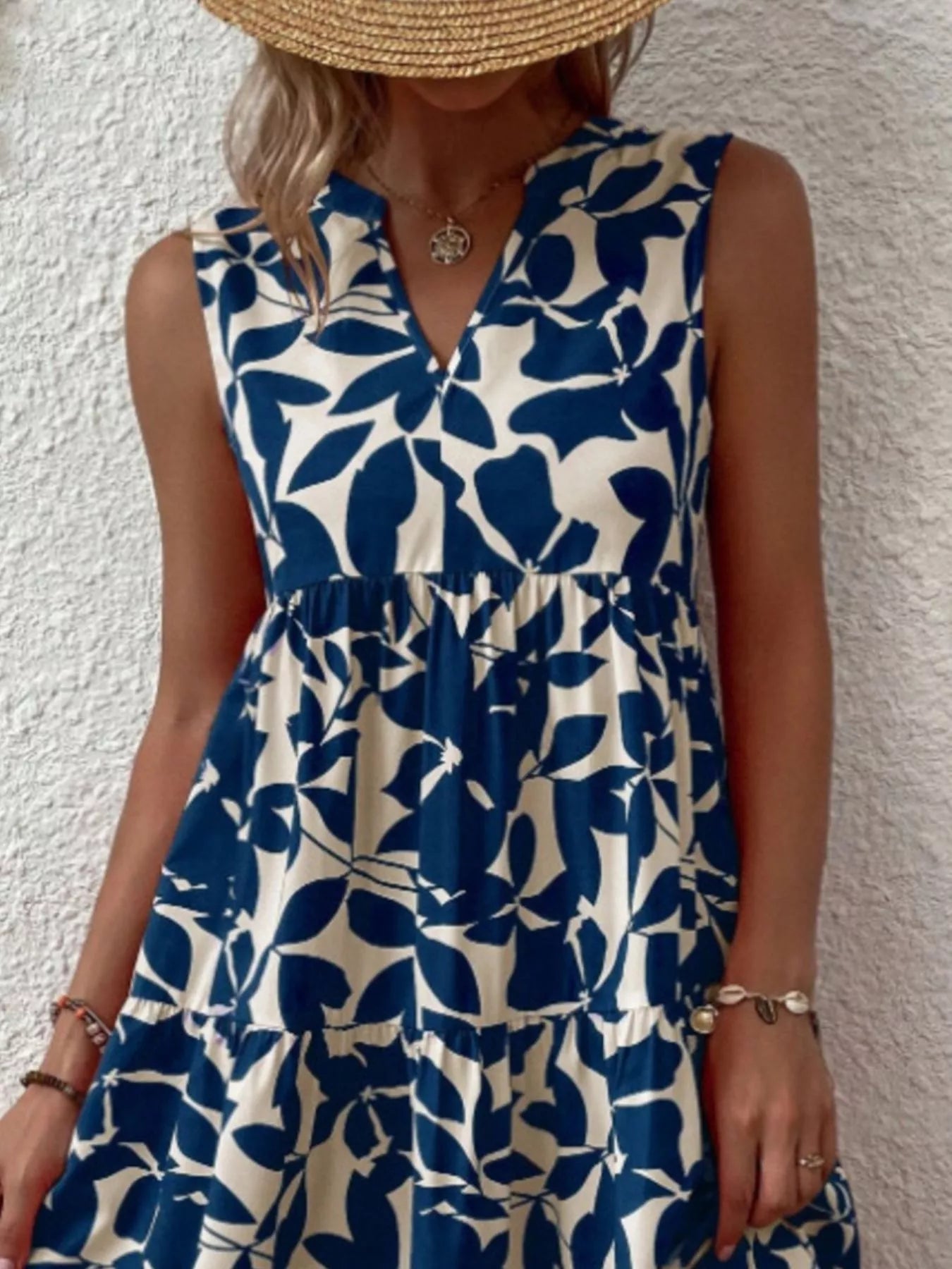 Full Size Printed Floral Sleeveless Mini Dress- Plus Sizes Available