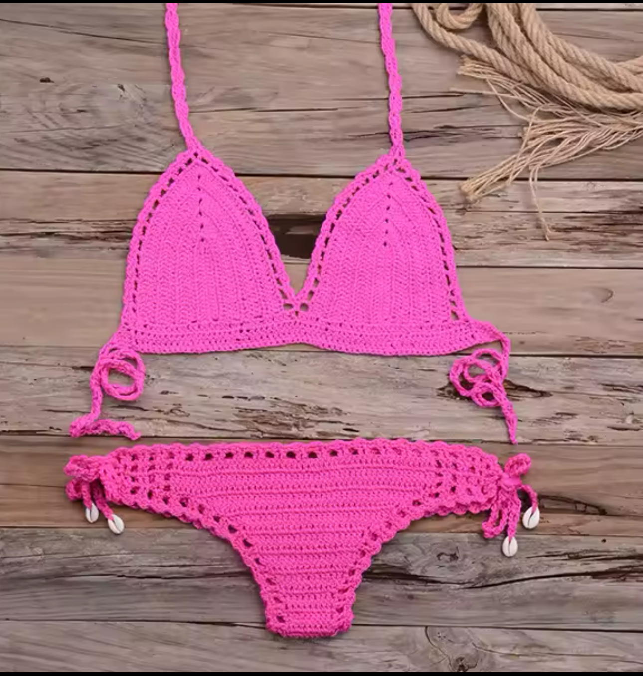 Crochet String-Tied Halter Bikini-Sold in Multiple Colors