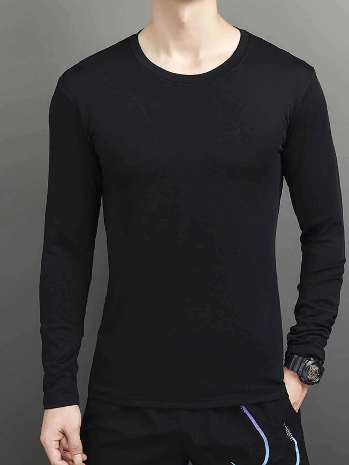 Men's  Round Neck Long Sleeve T-Shirt