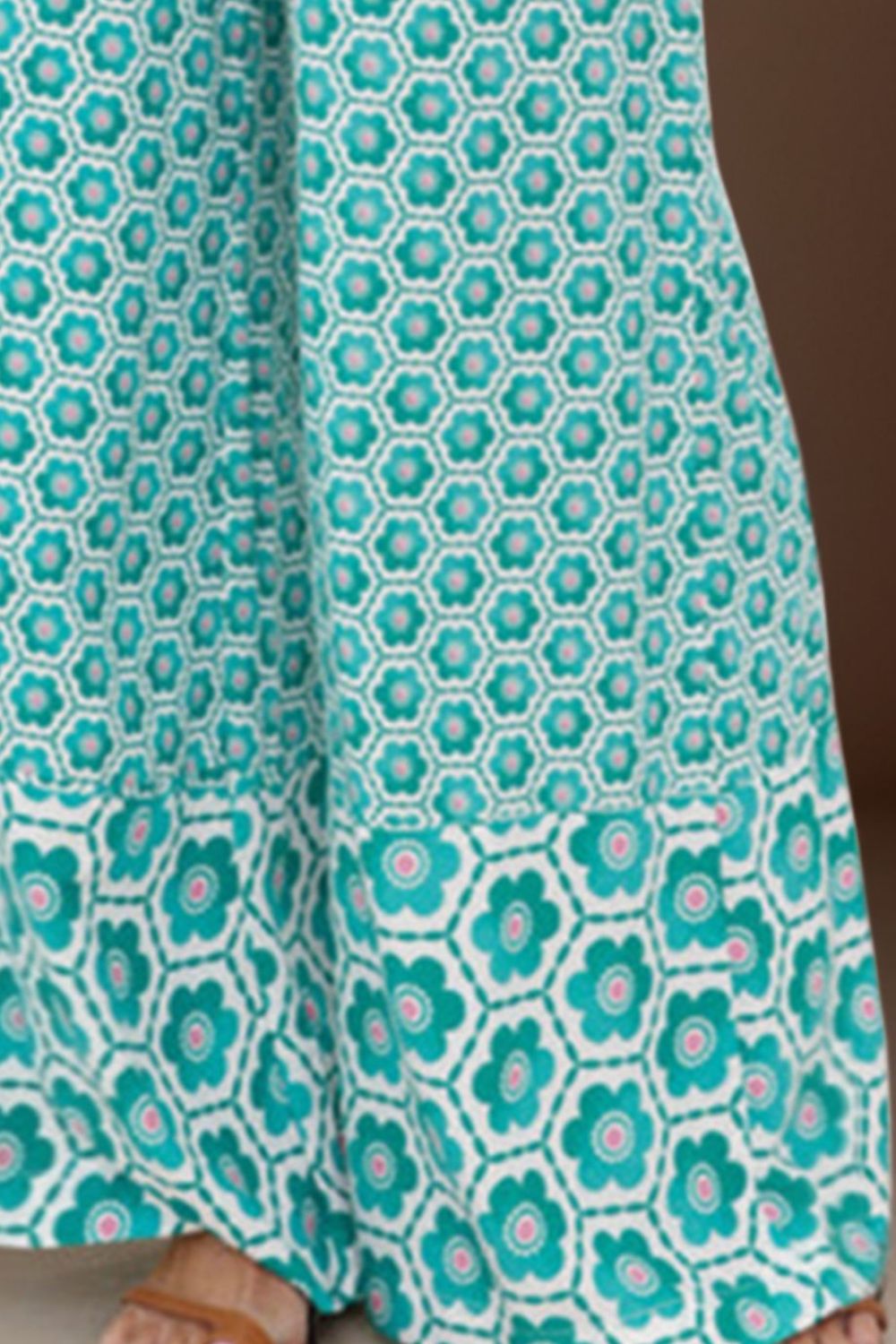 Turquoise Printed High Waist Wide Leg Pants