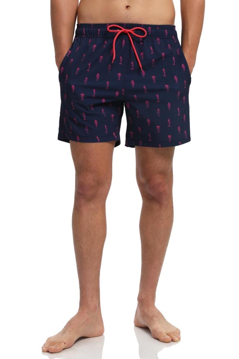 Men’s Fish Bone Print Swim Trunks