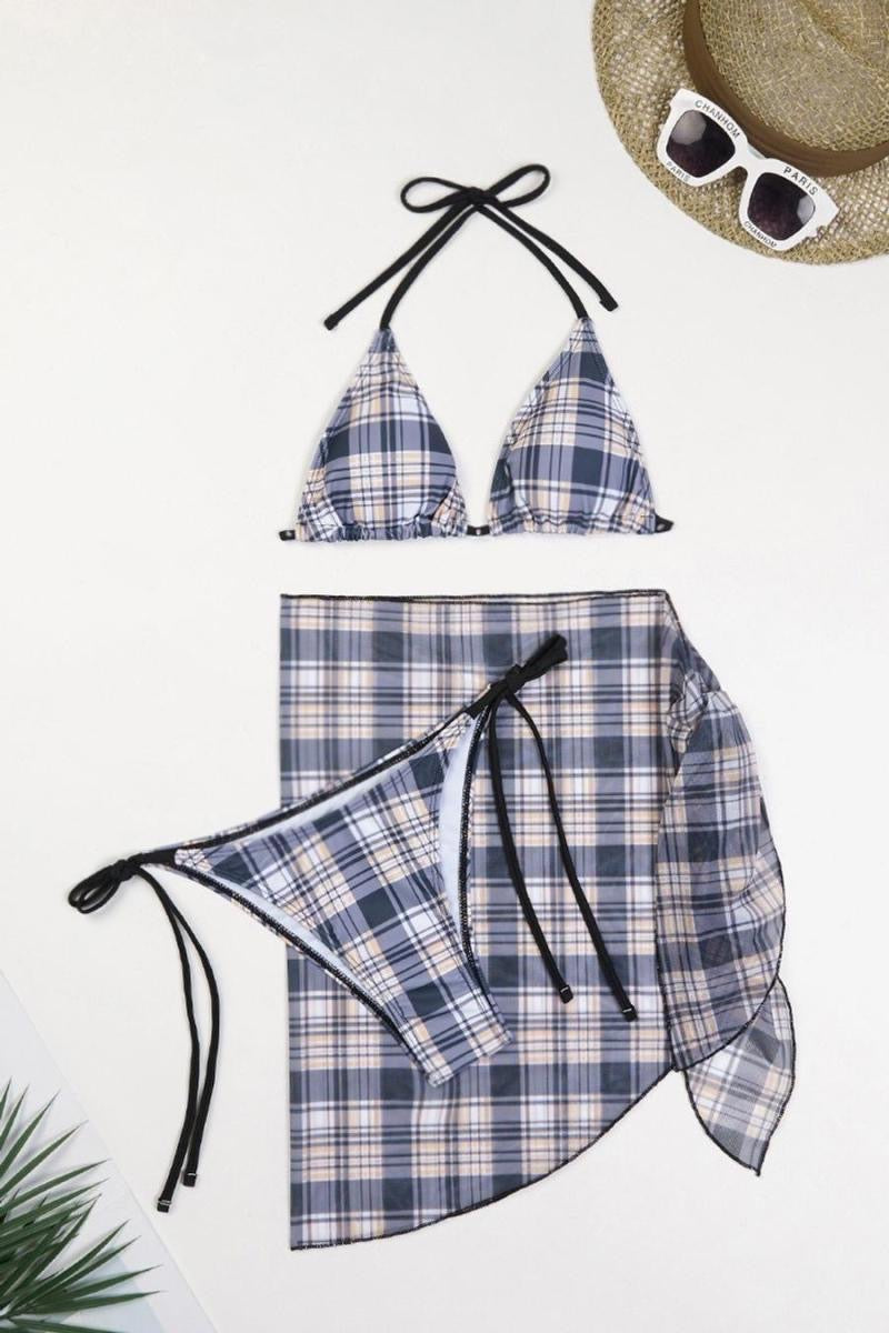 Plaid Bikini With Matching Cover-up