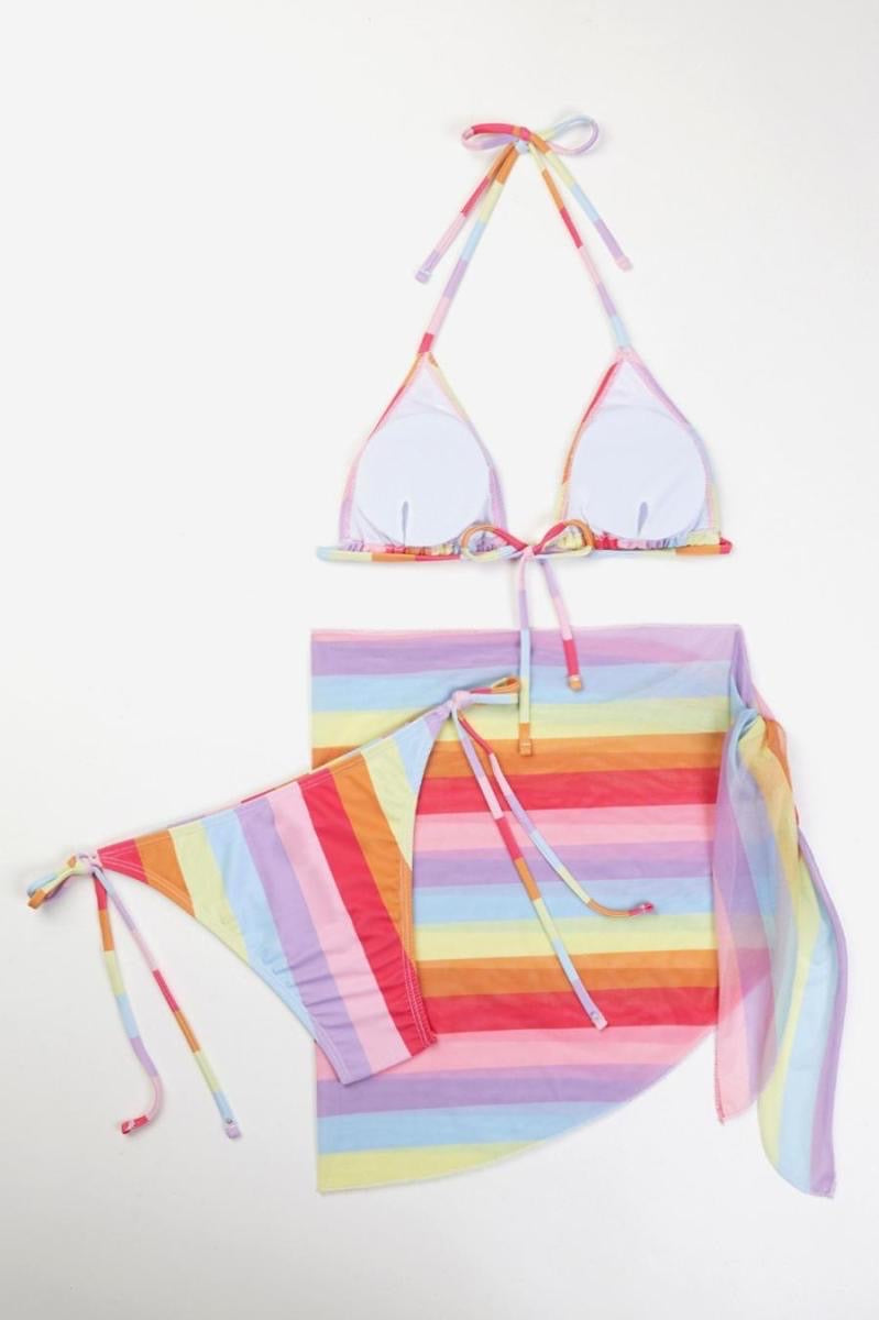 Colorful Striped Bikini With Matching Cover-up