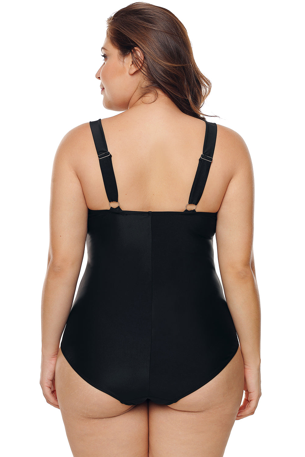 Black Hollow-out Neck  Maillot Swimwear (Available In Plus Sizes)