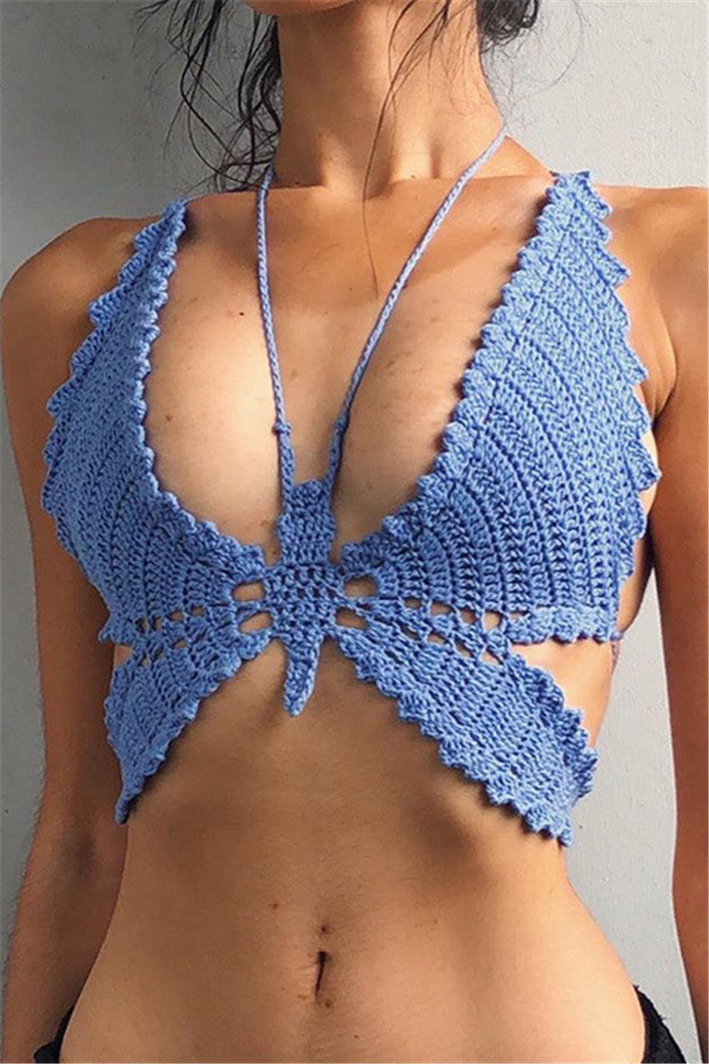 Crochet Halter Style Top (One Size-Sold in Multiple Colors)