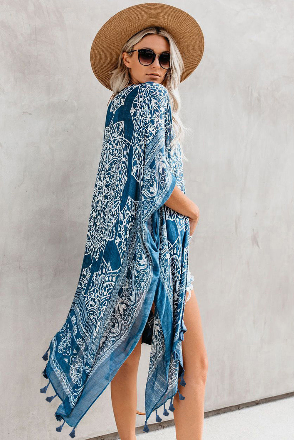 Blue Anja Tassel Kimono (One Size)