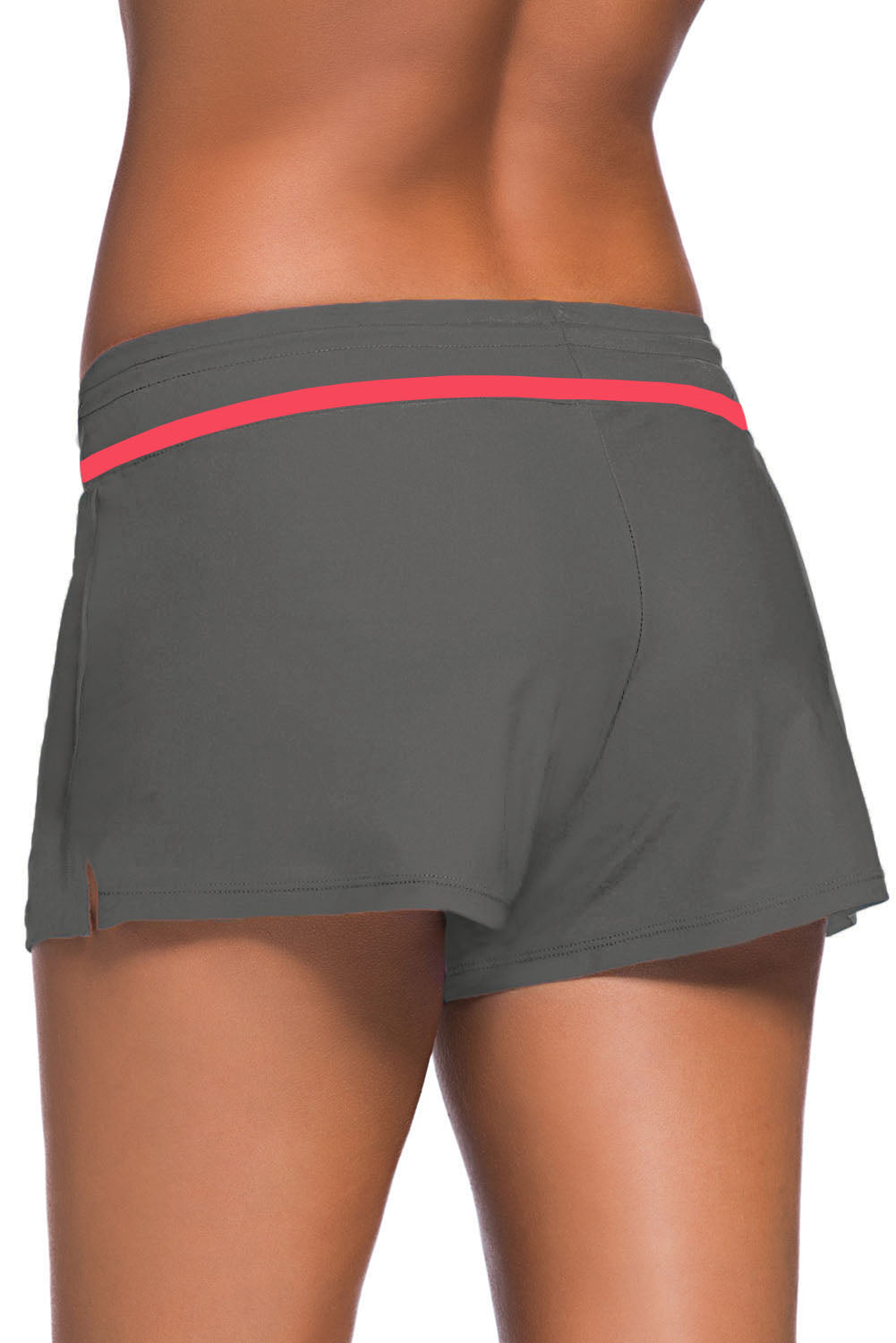 Taupe With Red Trim Swim Boardshorts