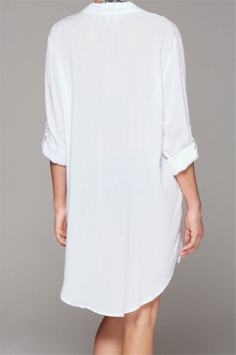 White Chiffon Shirt Dress Cover Up (One Size)