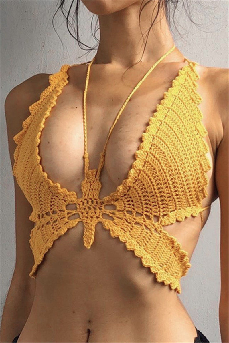 Crochet Halter Style Top (One Size-Sold in Multiple Colors)