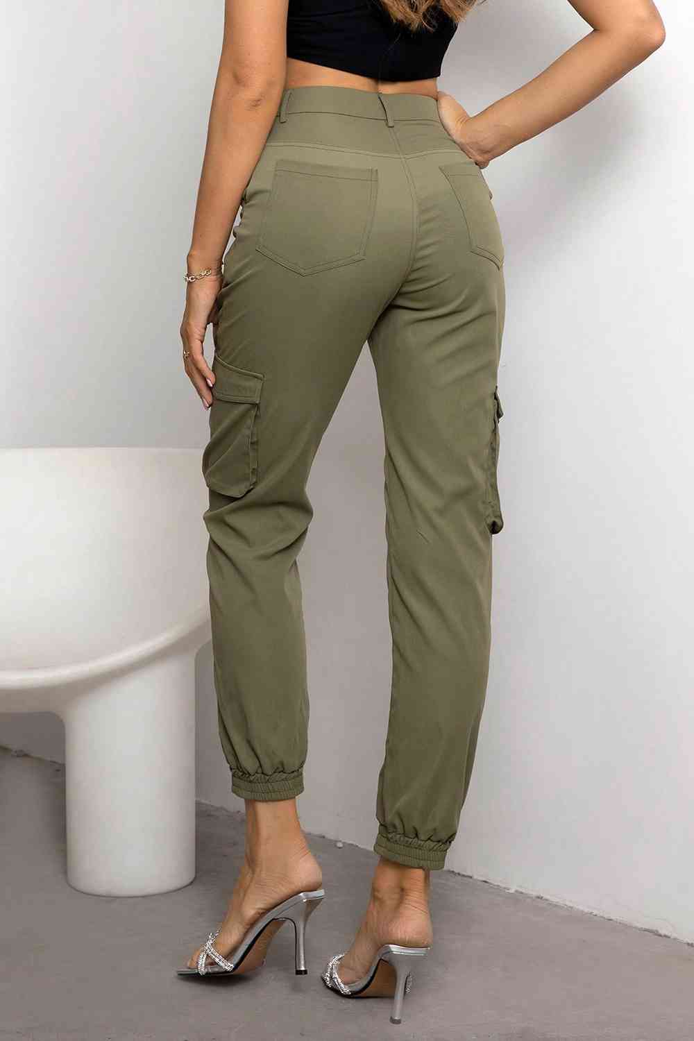 Matcha Green High Waist Cargo Pants